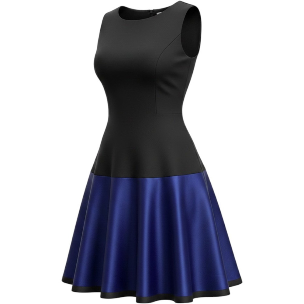 ERIN erin fetherston Fit and Flare Dress Womens 6 Black Blue Colorblock Cocktail